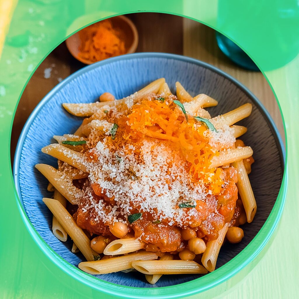 vegane Pasta mit Kichererbsen vegan und leckere Tomatensoße , alltagstaugliches veganes rezept