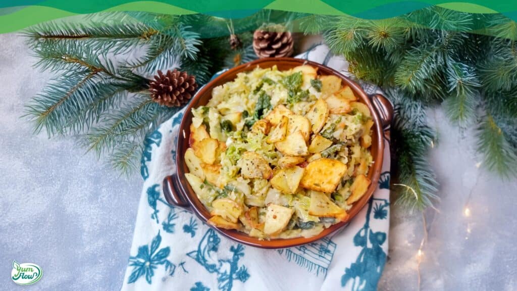 rahmwirsing vegan mit knusperkartoffeln