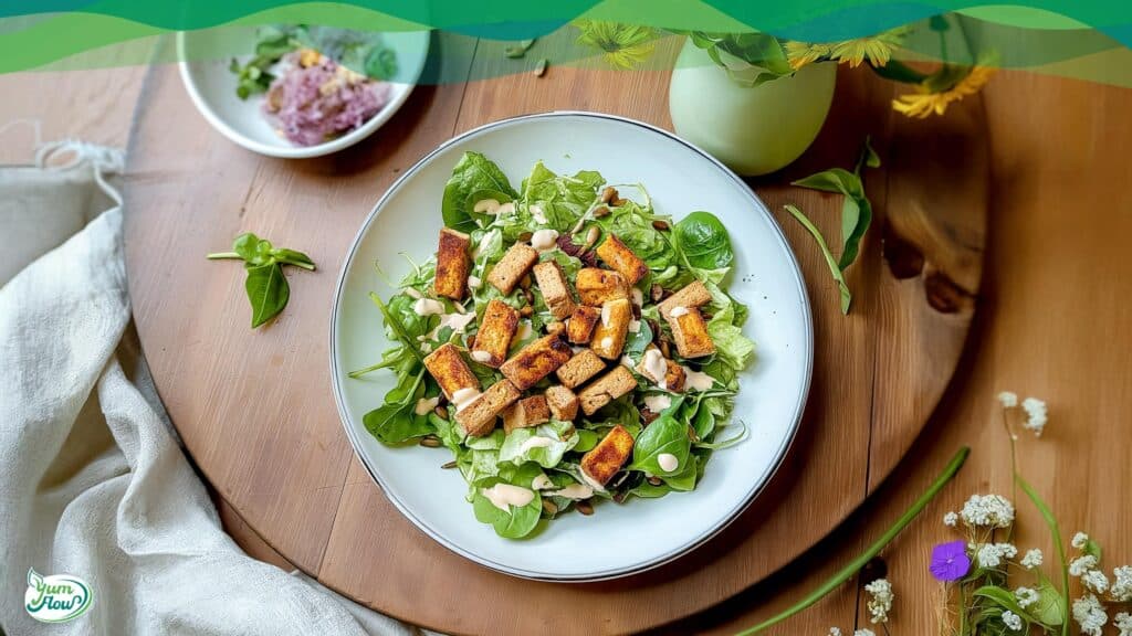 veganer Salat mit Tofu knuspertofu . veganes alltagstaugliches rezept