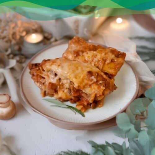 Vegane Lasagne 10 vegane Lasagne Rezept, high protein, low carb, mit pilzen lecker angerichtet