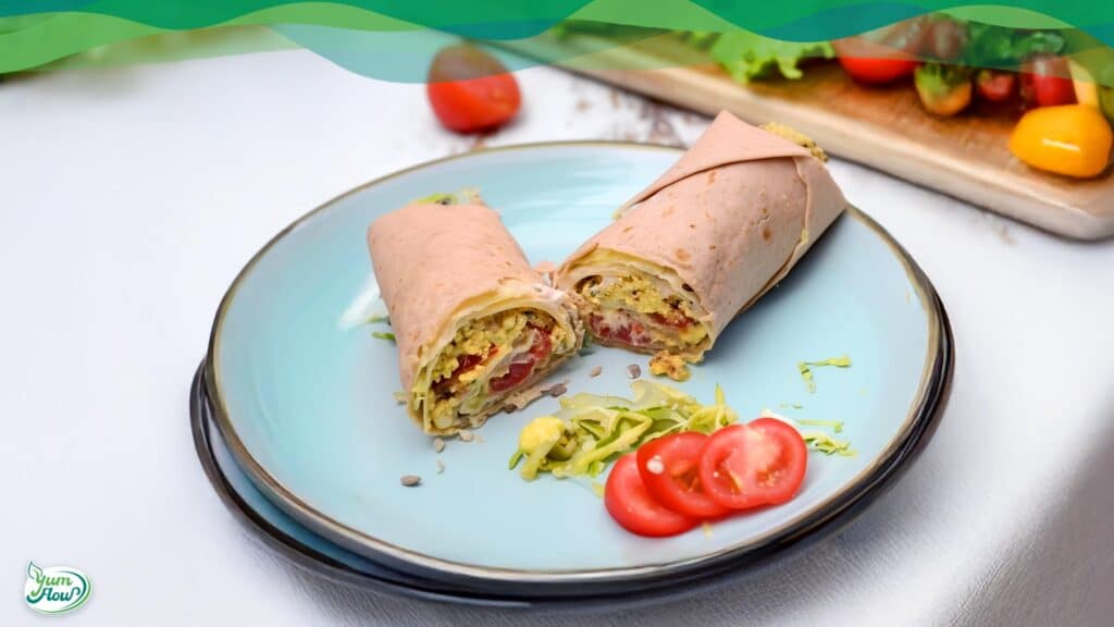 Veganes Rührei im Wrap schnell + proteinreich, low carb, high protein, tofu