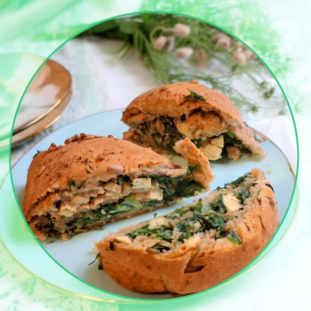 veganes Rezept mit Spinat Spinatkranz low carb mit Spinat-Tofu-Füllung, Hefekranz