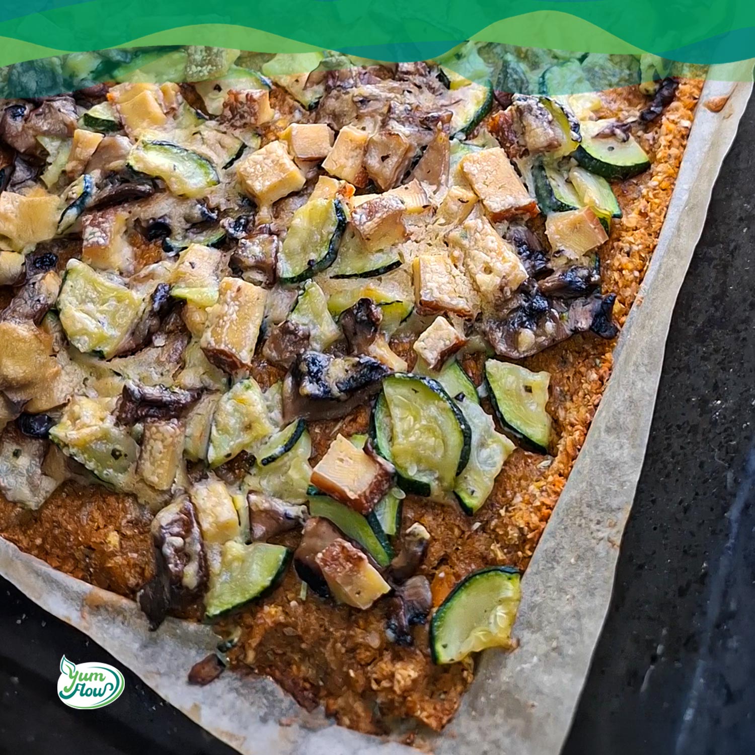 Süßkartoffel-Pizza 12 Süßkartoffel-Pizza vegan auf einem Blech