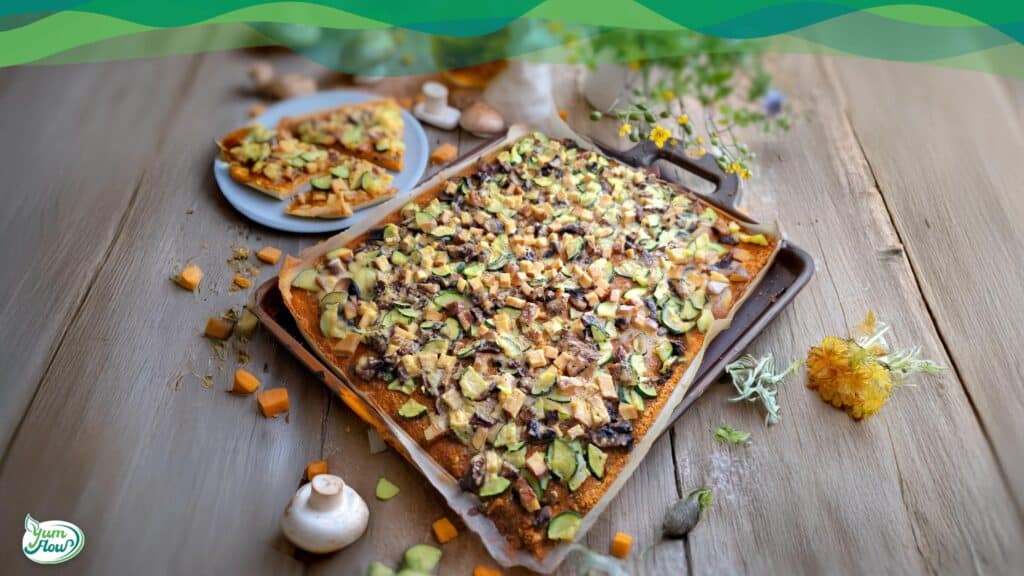 alltagstaugliche proteinreiche vegane pizza mit süßkartoffeln low carb und high protein