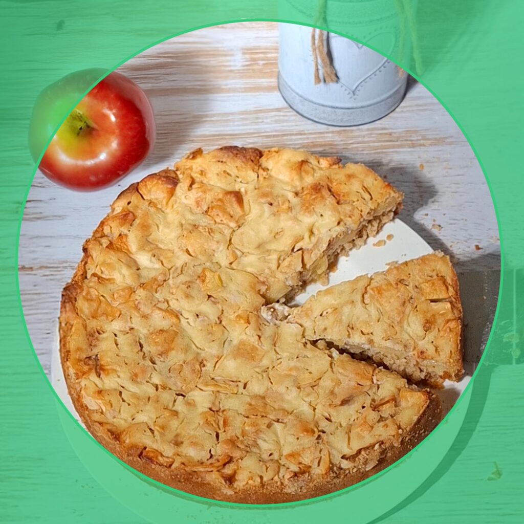 veganer apfelkkuchen wie apfel rahmkuchen, pflanzliches rezept ohne zucker wie vom bäcker - high protein und low carb