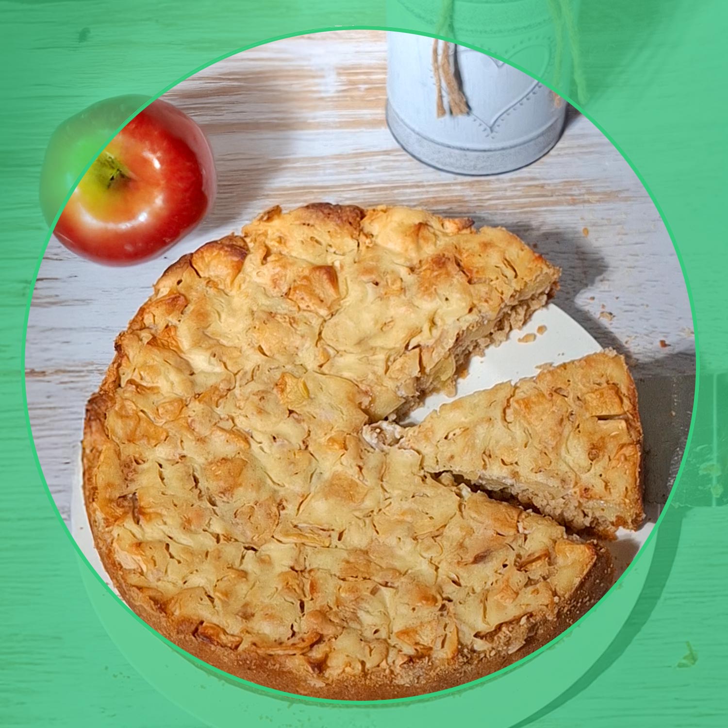 veganer apfelkkuchen wie apfel rahmkuchen, pflanzliches rezept ohne zucker wie vom bäcker - high protein und low carb