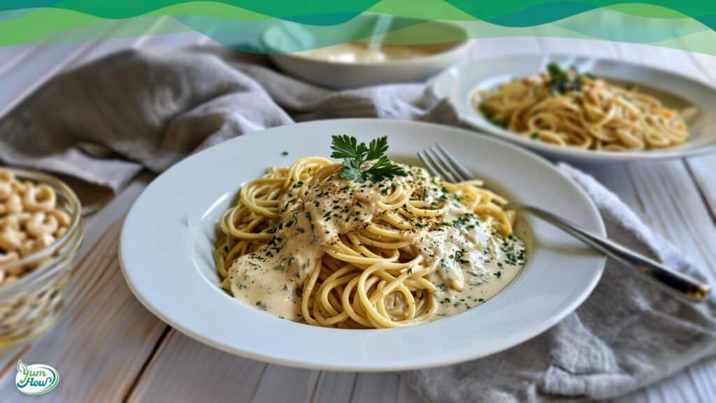 Cashew Sauce mit Pasta und Kräutern