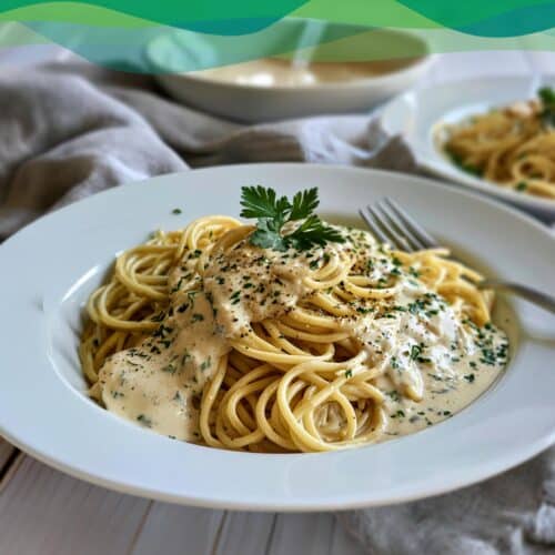 Cremige Cashew Sauce 3 Cashew Sauce mit Pasta und Kräutern