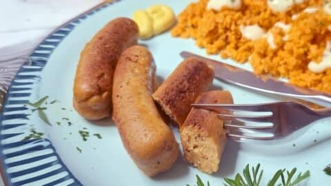 Fleischersatz vegan 27 Vegane Würstchen mit Beilage