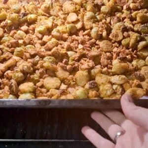 Rosenkohl aus dem Ofen 15 Rosenkohl mit Tofu auf einem Blech im Ofen