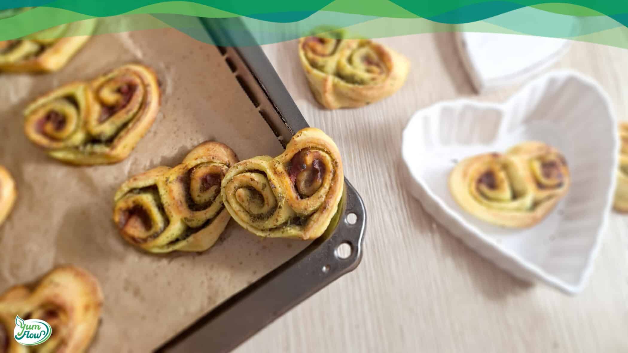 Vegane Pesto-Herzen 11 Vegane Pesto-Herzen auf Blech