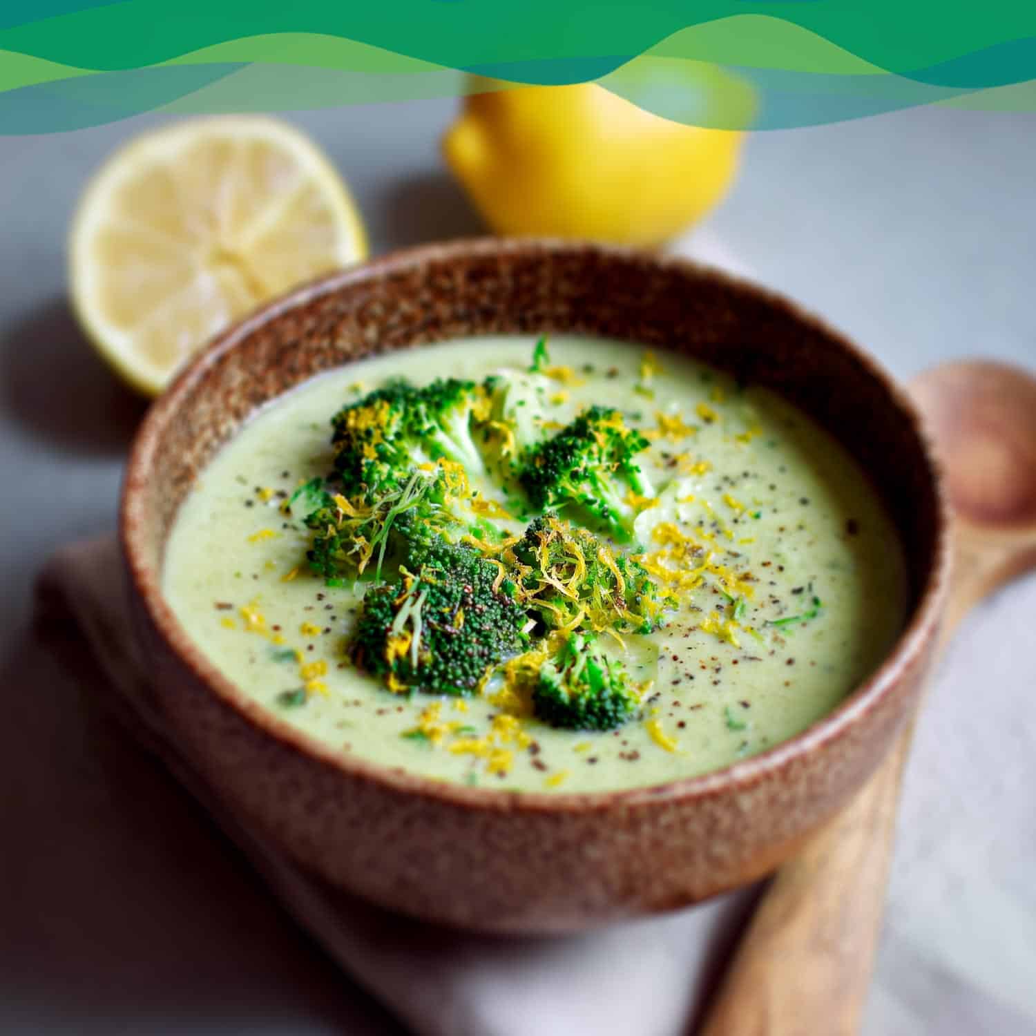 Brokkoli-Creme-Suppe vegan 13 Grüne Brokkoli-Creme-Suppe vegan mit Zitrone