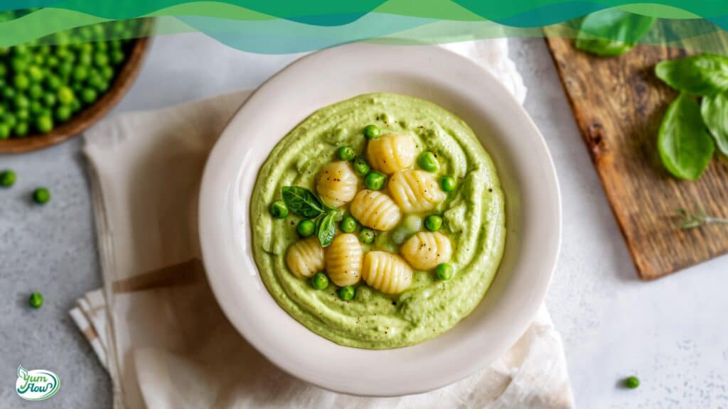 Vegane Basilikum-Erbsen-Sauce 5 Vegane Basilikum-Erbsen-Sauce mit Gnocchi