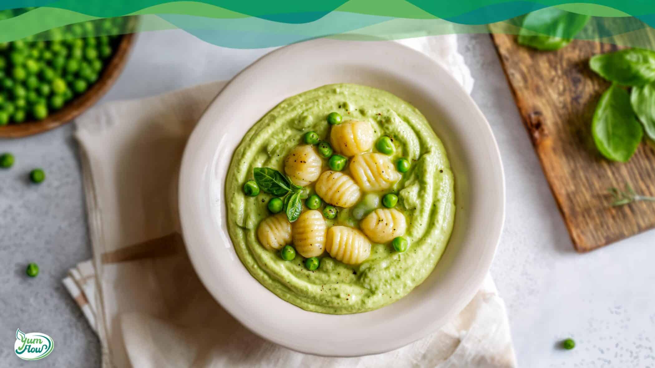 Vegane Basilikum-Erbsen-Sauce 11 Vegane Basilikum-Erbsen-Sauce mit Gnocchi