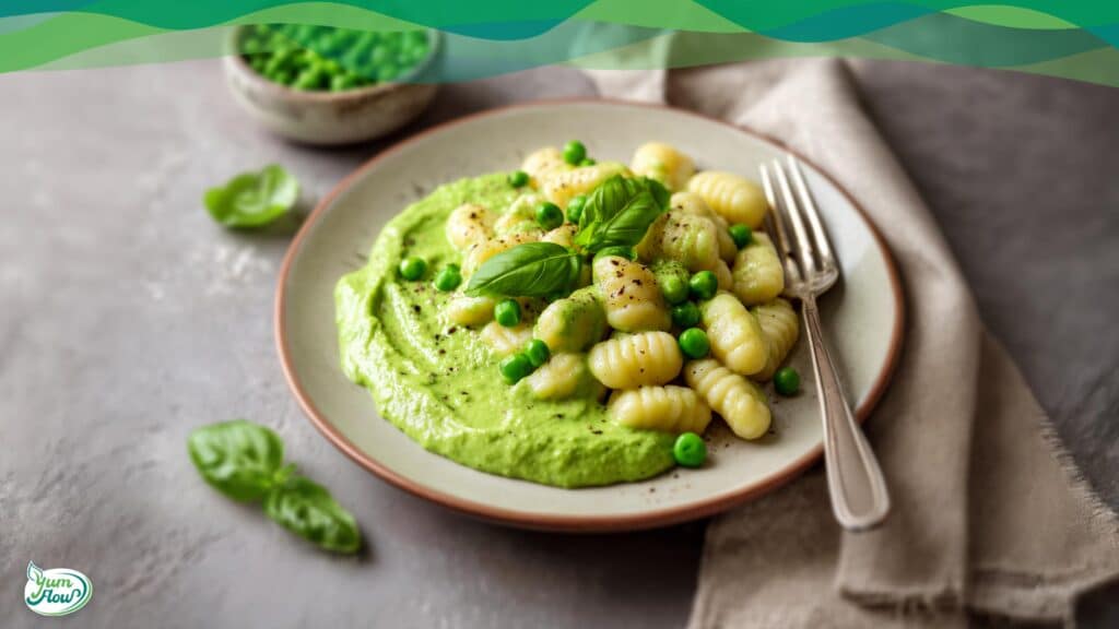 Vegane Basilikum-Erbsen-Sauce 14 Vegane Basilikum-Erbsen-Sauce mit Gnocchi