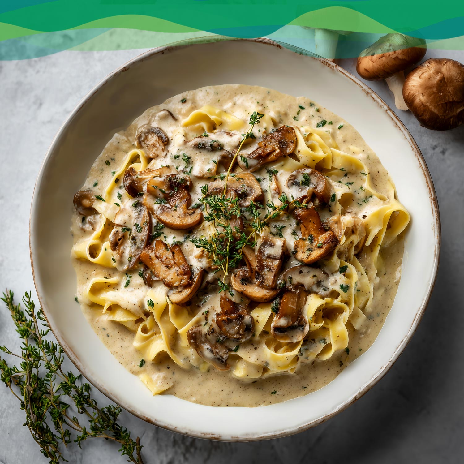 Pilz-Rahm-Sauce vegan 13 Pasta mit veganer Pilzrahmsauce und Thymian