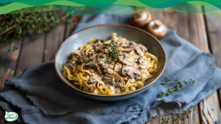 Pilz-Rahm-Sauce vegan 5 Pilz-Rahm-Sauce vegan mit Pasta und Kräutern