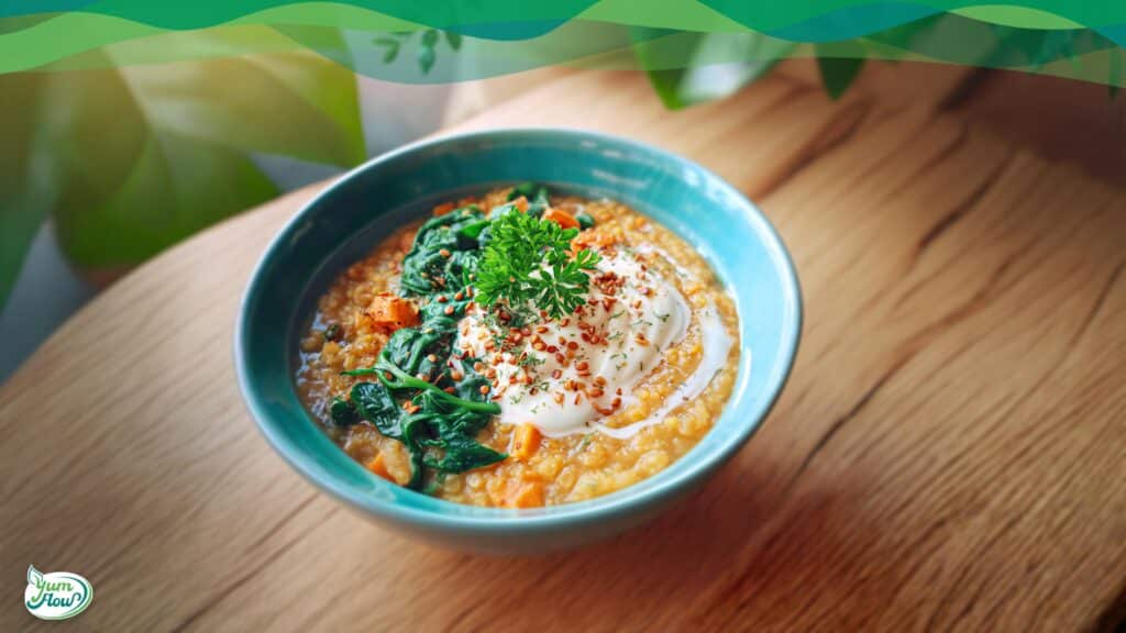 Rote Linsen Suppe vegan – One Pot 14 Rote Linsen Suppe vegan mit Spinat und Sahne