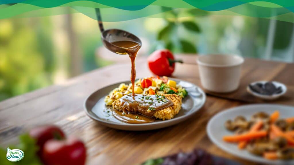 Vegane Bratensauce für veganes Gericht.