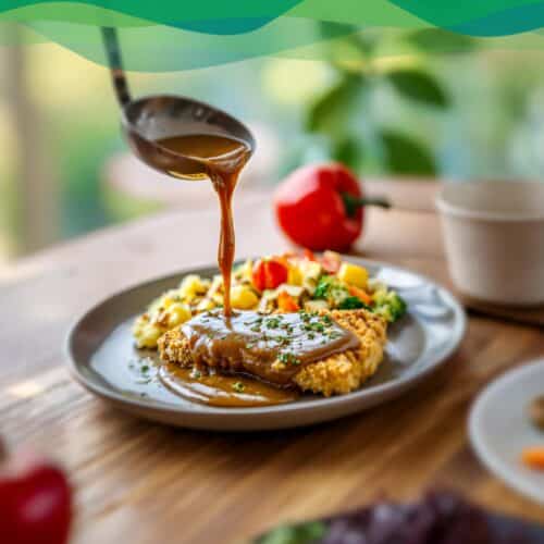 Vegane Bratensoße 5 Vegane Bratensauce für veganes Gericht.