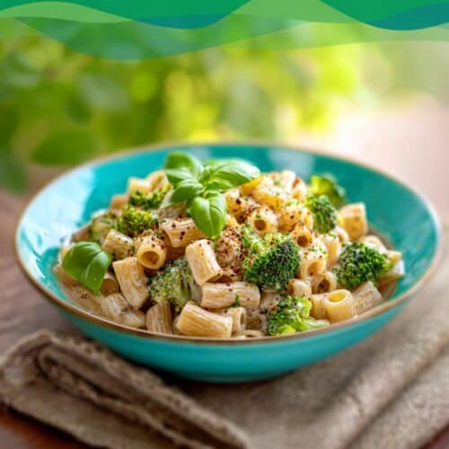 One-Pot-Pasta vegan mit Brokkoli 3 One-Pot-Pasta vegan mit Brokkoli und Basilikum