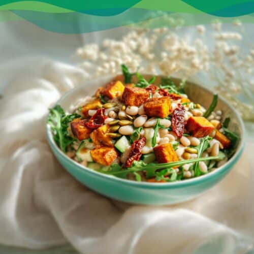 Mediterraner Bohnensalat vegan 1 Bunter veganer Bohnensalat mit Tofu