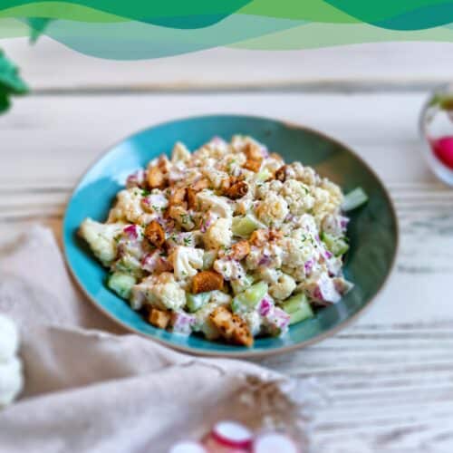 Falscher Kartoffelsalat vegan 1 Veganer Low Carb Kartoffelsalat mit Blumenkohl