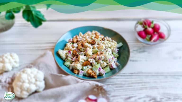 Falscher Kartoffelsalat vegan 1 Veganer Low Carb Kartoffelsalat mit Blumenkohl