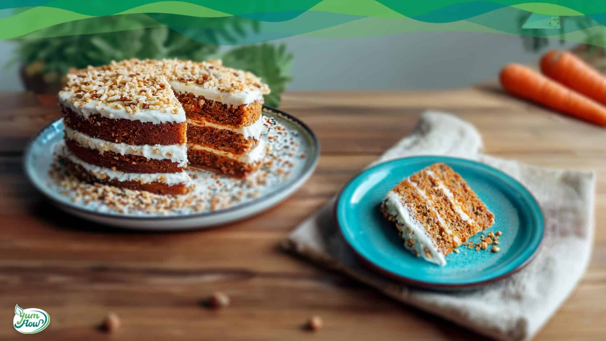 Karotten-Kuchen vegan 11 Karotten-Kuchen vegan auf Holzplatte