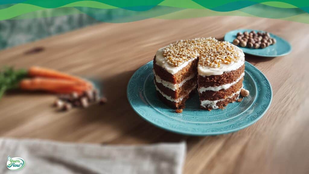 Karotten-Kuchen vegan 18 Karotten-Kuchen vegan auf einem Teller