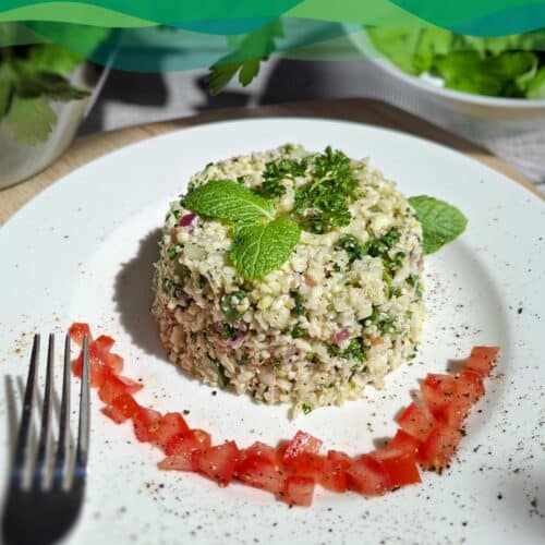 Low Carb Tabouleh vegan 1 Low Carb Tabouleh aus Blumenkohl mit Tomaten