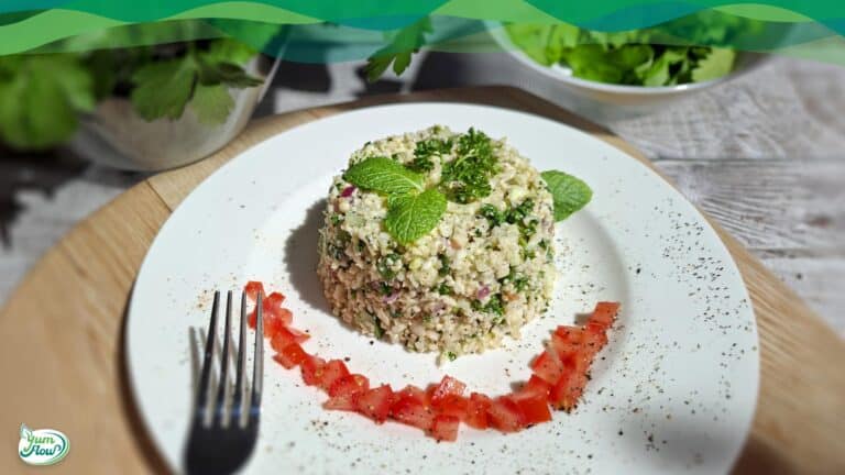 Low Carb Tabouleh vegan 8 Low Carb Tabouleh aus Blumenkohl mit Tomaten
