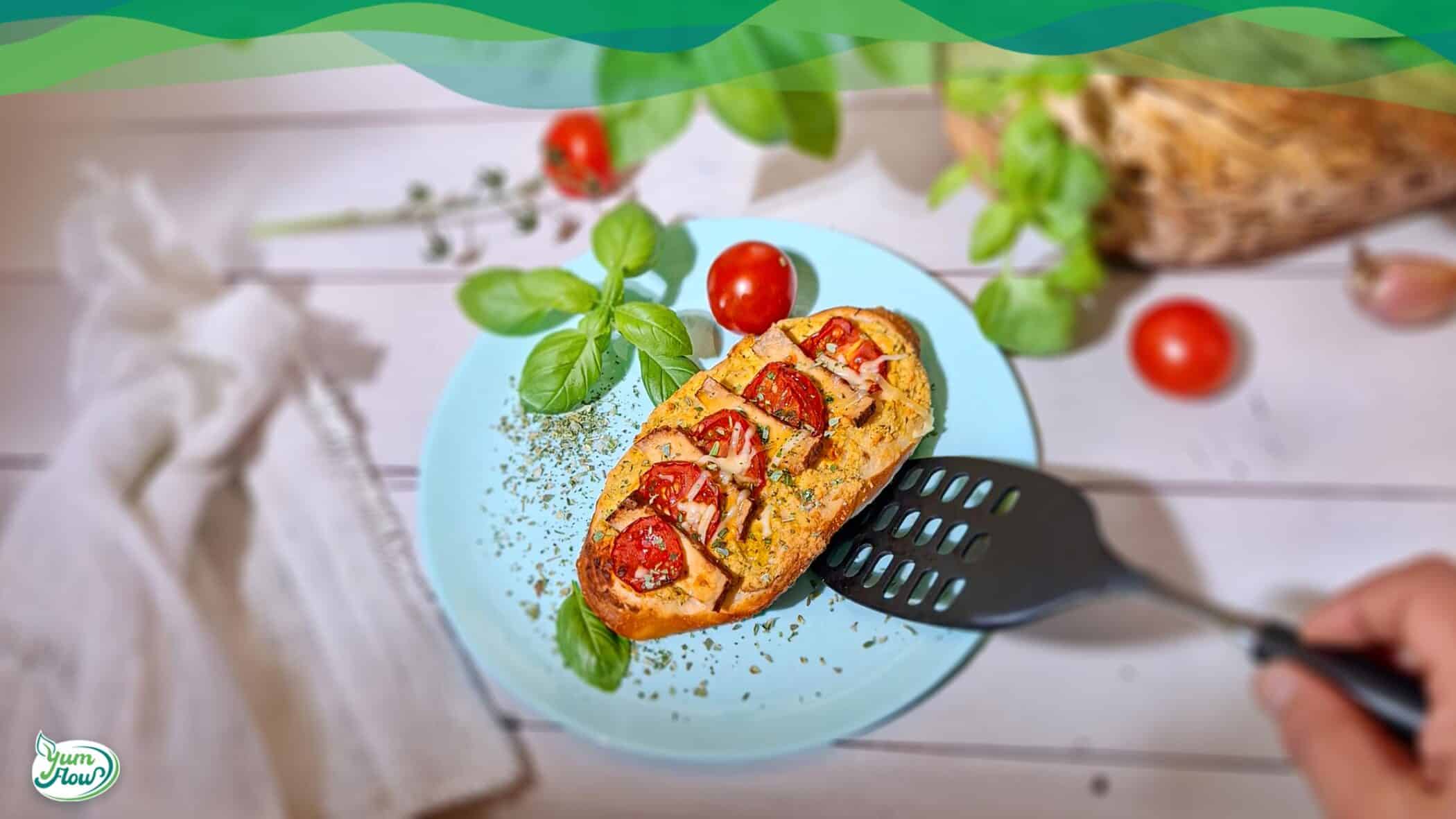 Vegane Laugenstangen mit Tofu-Creme 11 Vegane Laugenstange mit Tomaten und Basilikum