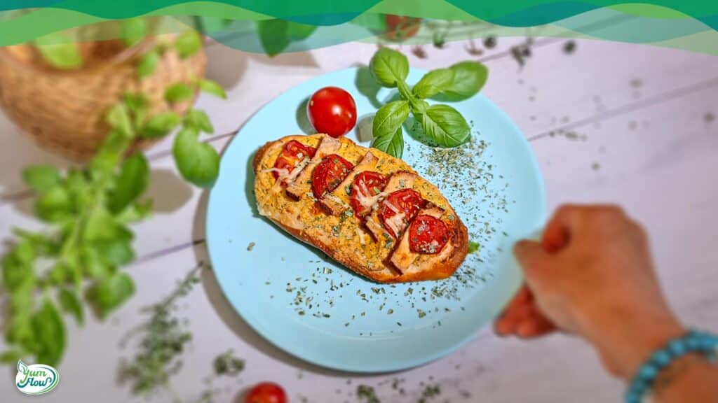 Vegane Laugenstangen mit Tofu-Creme 18 Vegane Laugenstange mit Tomaten und Basilikum