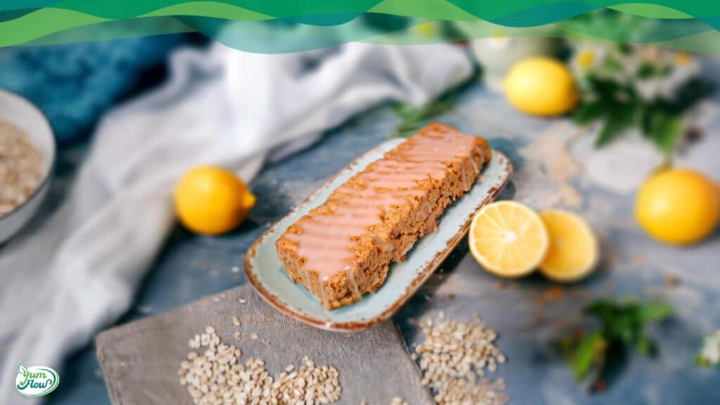 Zitronenkuchen vegan glutenfrei mit Haferflocken mit Glasur