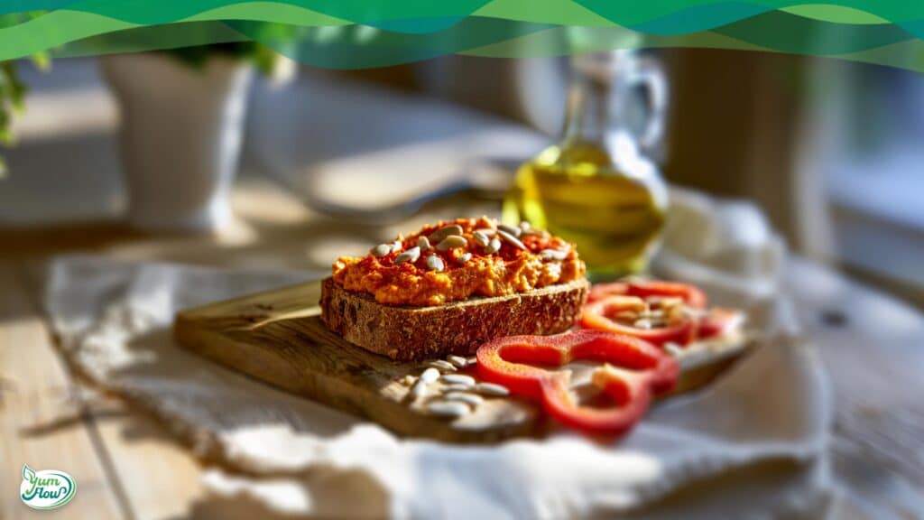 Sonnenblumen Paprika Aufstrich 14 Veganer Aufstrich auf Brot mit Paprika und Sonnenblumenkernen