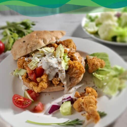 Veganer Döner mit Blumenkohl 4 Veganer Döner mit Blumenkohl im Fladenbrot mit Salat