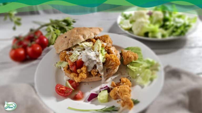 Veganer Döner mit Blumenkohl 9 Veganer Döner mit Blumenkohl im Fladenbrot mit Salat