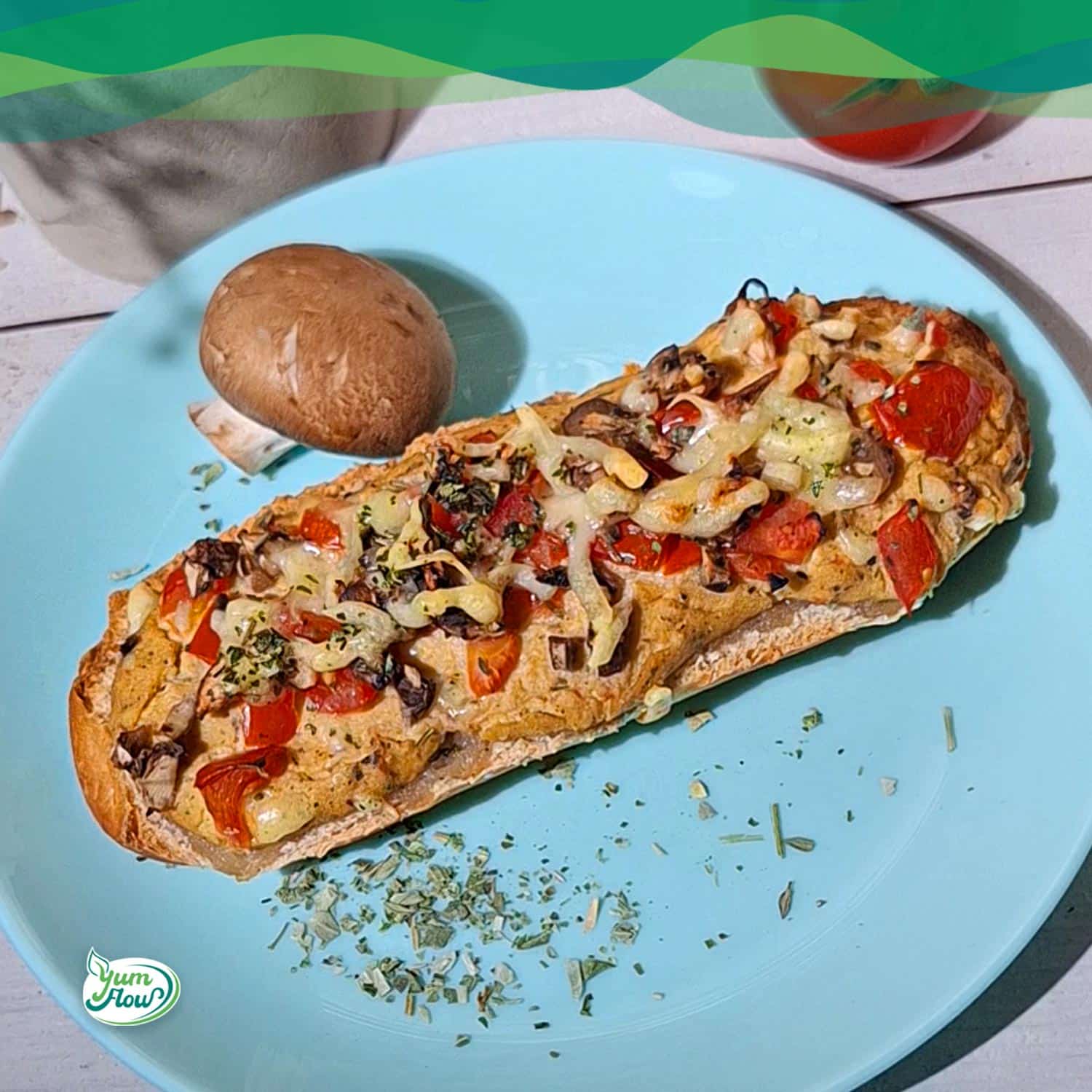 Bistro Baguette vegan 13 Bistro Baguette vegan mit Gemüse und veganem Käse überbacken