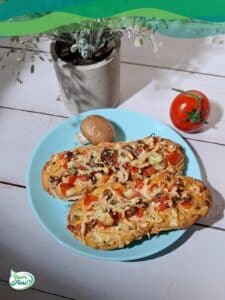 Bistro Baguette vegan überbacken mit Gemüsebelag