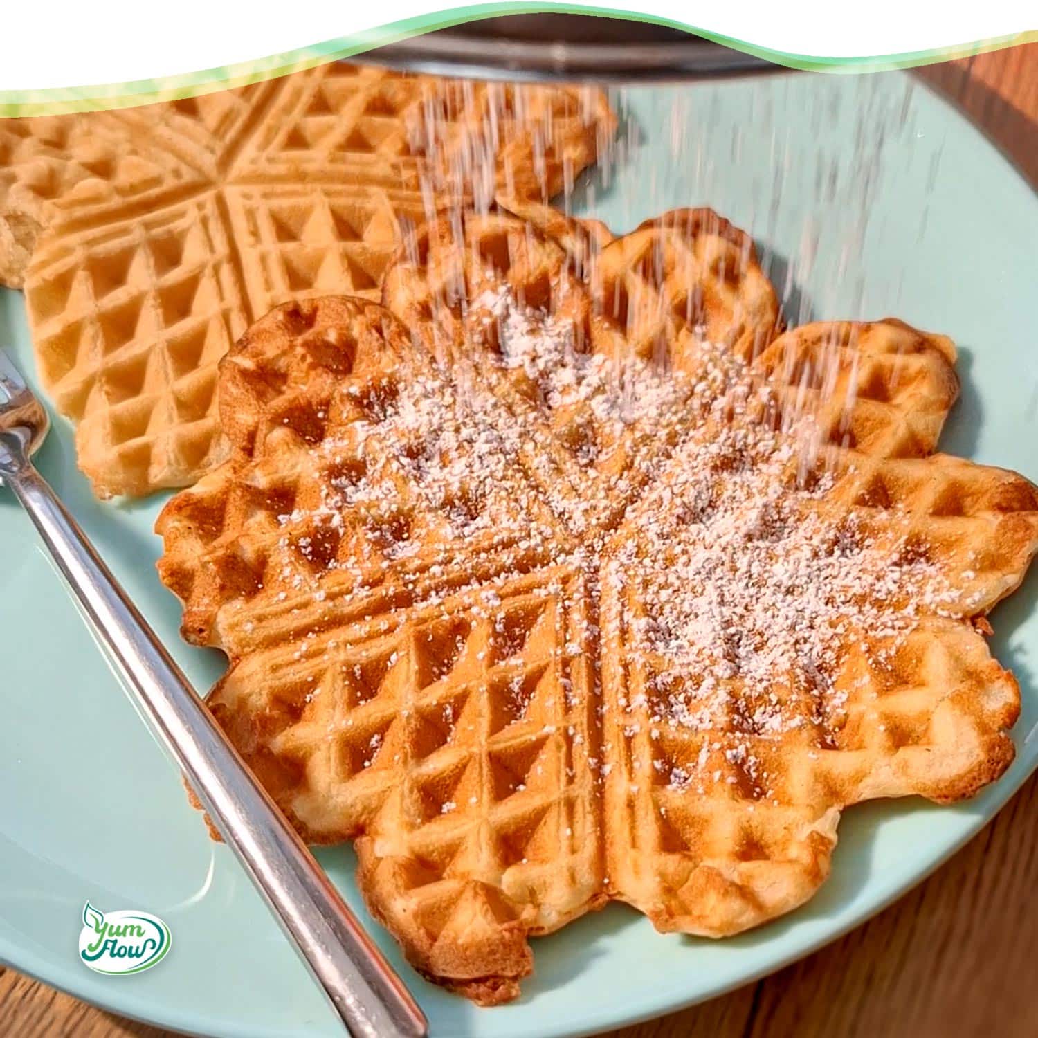 Vegane Waffeln 14 vegane Waffeln mit Puderzucker